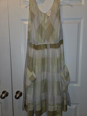 Rare Anthropologie Inwood Silk Blend Sage Plaid Dress